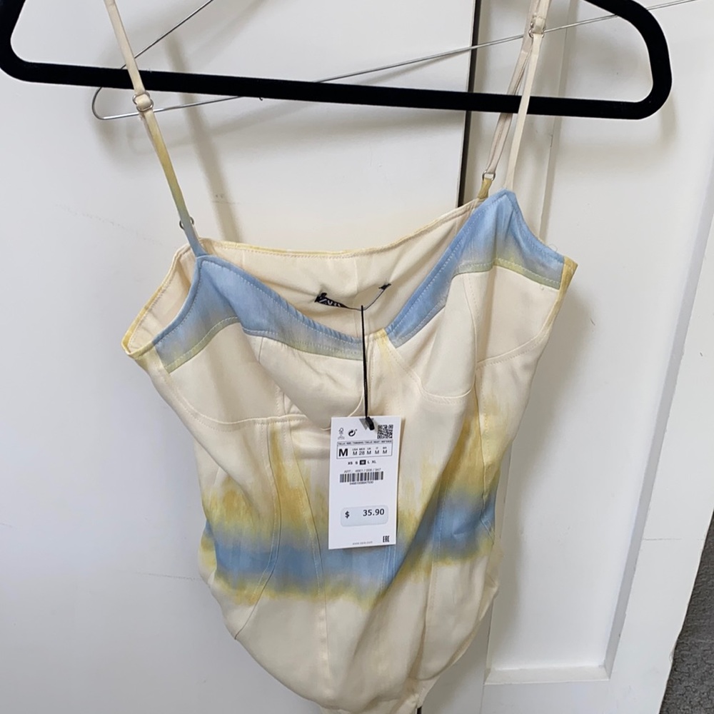 NWT Zara Tie-Dye Effect Satin Bodysuit - M